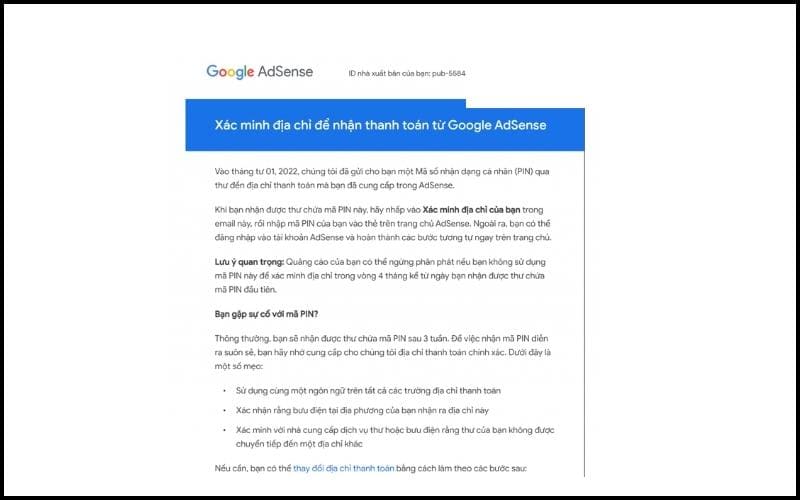 Hướng dẫn c&aacute;ch x&aacute;c minh google adsense
