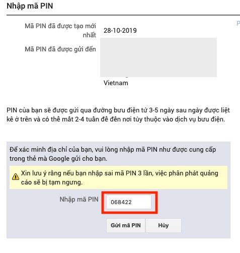 Hướng dẫn c&aacute;ch nhận m&atilde; pin Google Adsense