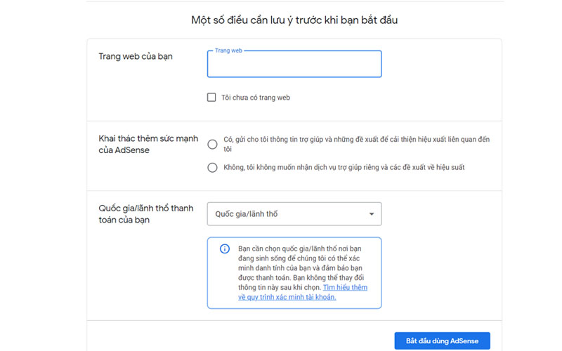 Đăng k&yacute; t&agrave;i khoản Google Adsense Content